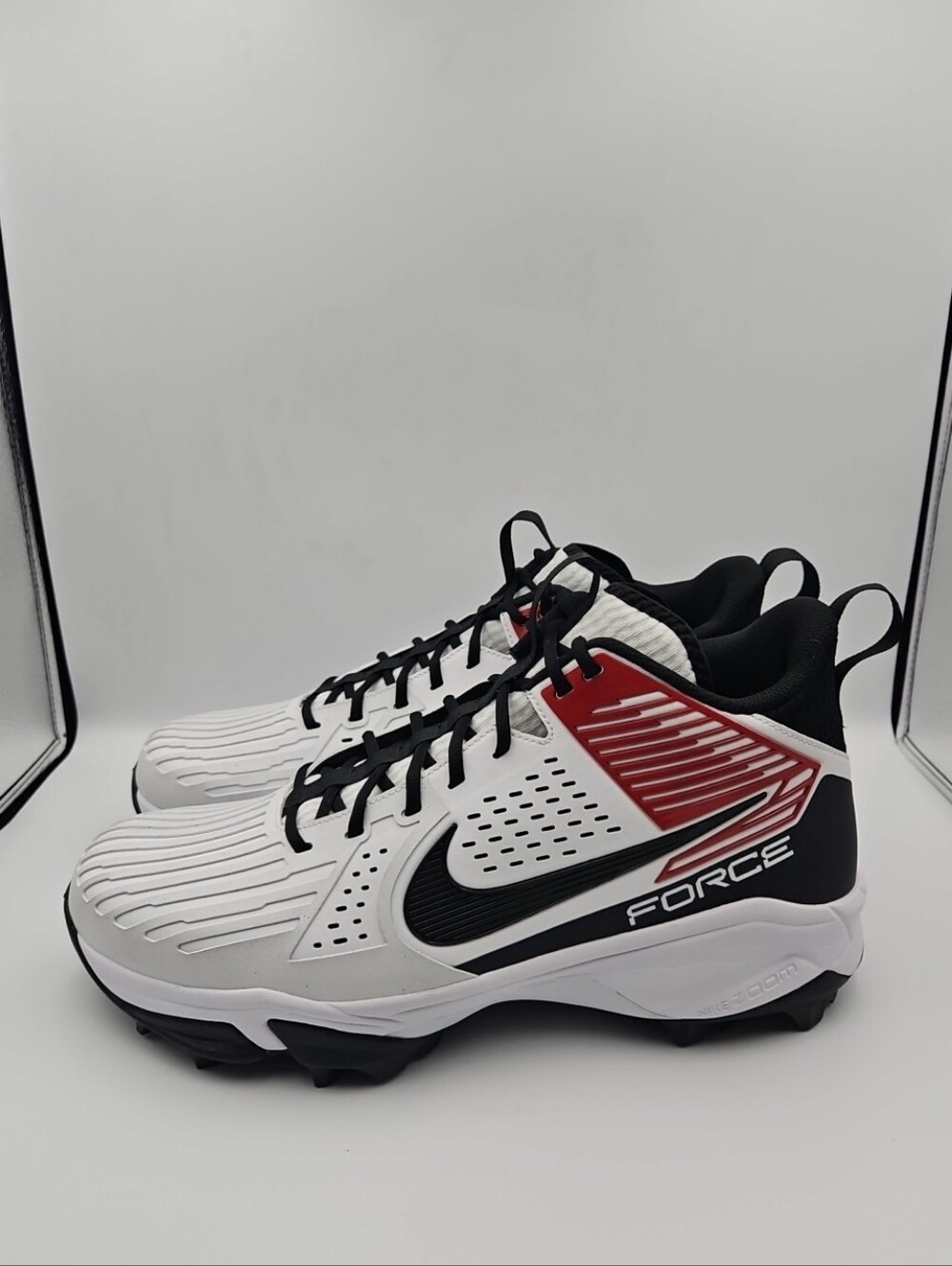 Nike Force White Black Red Cleats